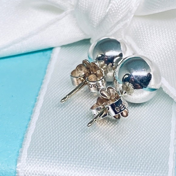 Tiffany & co 8mm hardware ball earring studs 925 silver with box MSRP $325 - Picture 4 of 6